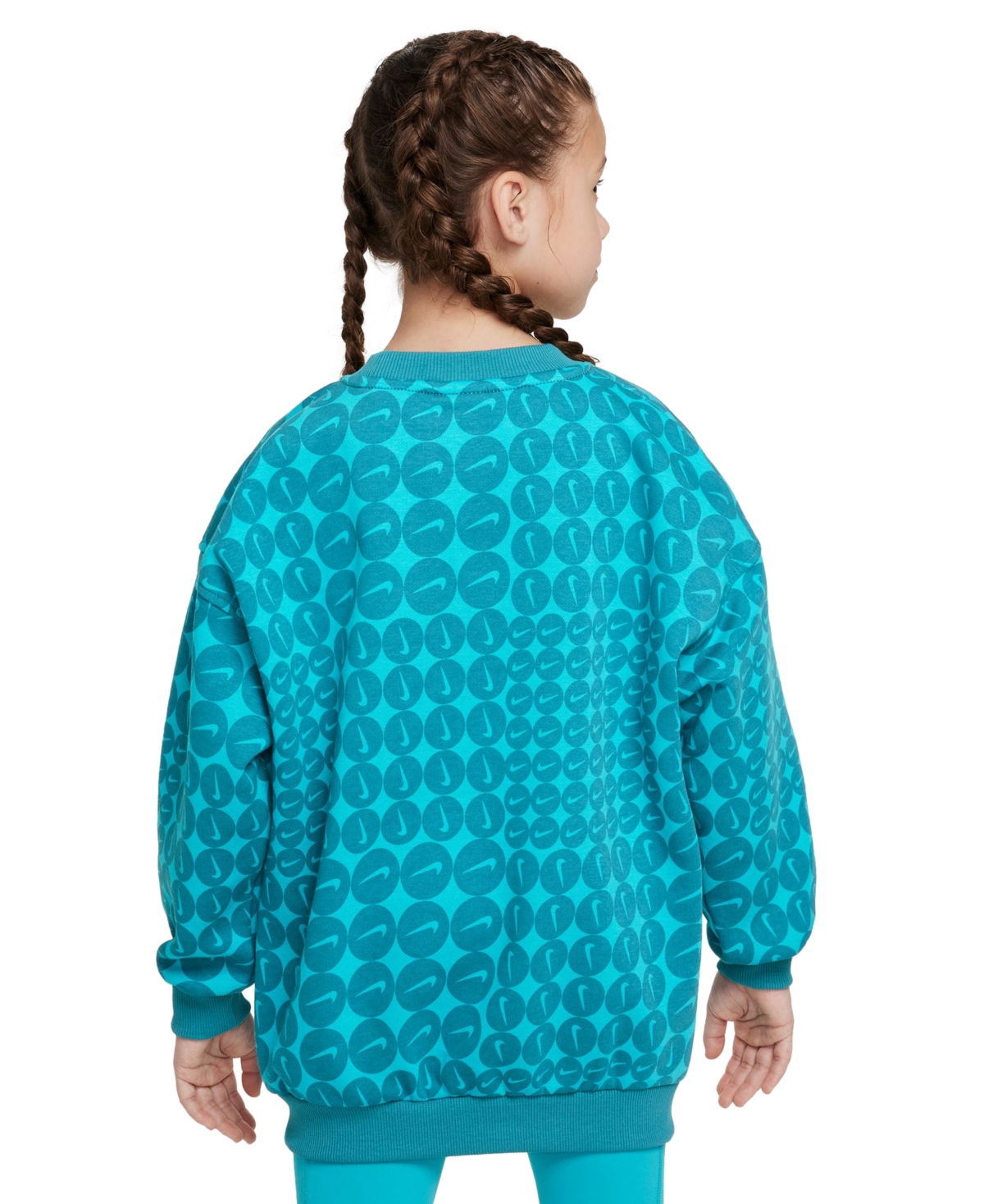 Nike Big Girls Sportswear Club Fleece Oversized Crewneck Sweatshirt In Green