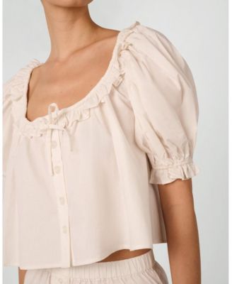 Women's Puff Sleeve Button Up Top