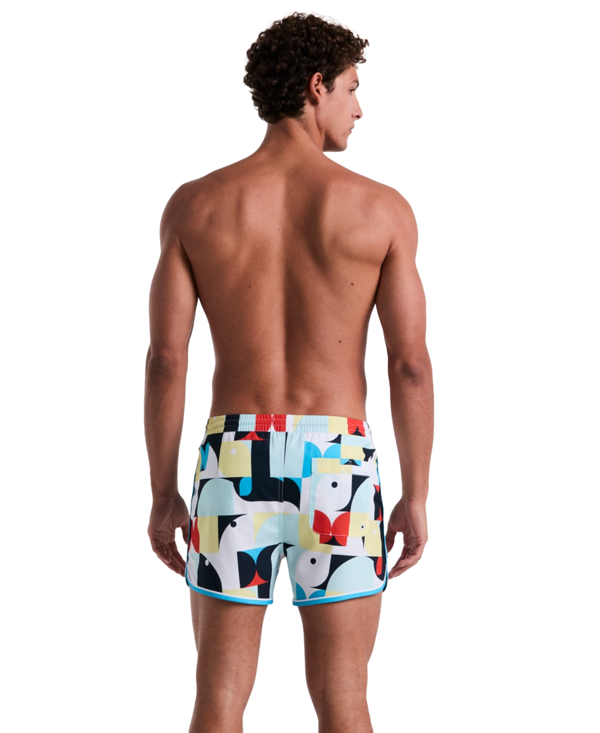 Original Penguin Men's Dolphin Slim Fit Drawstring 4" Swim Trunks In Multi