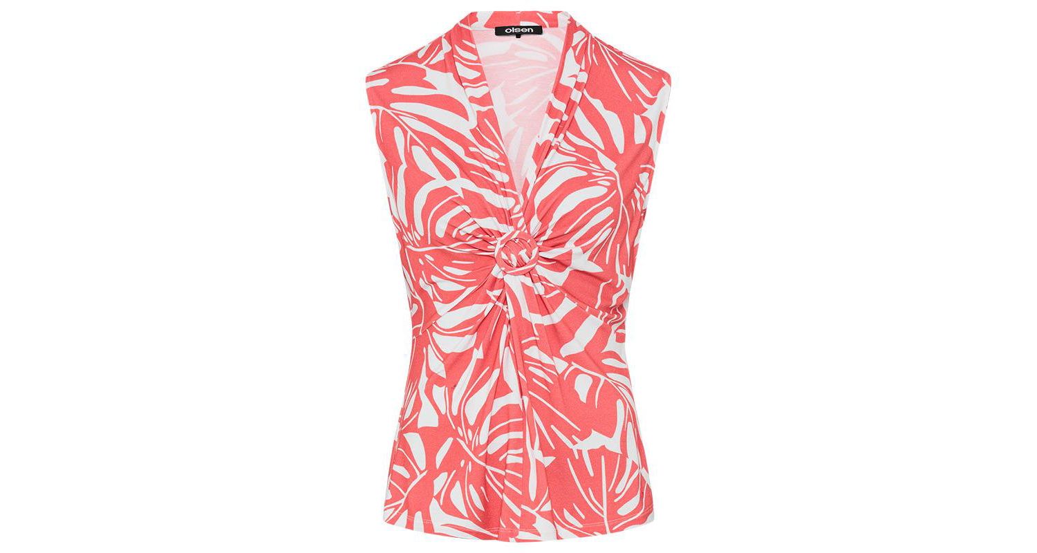 Women's Gathered Front Tropic Print Shell