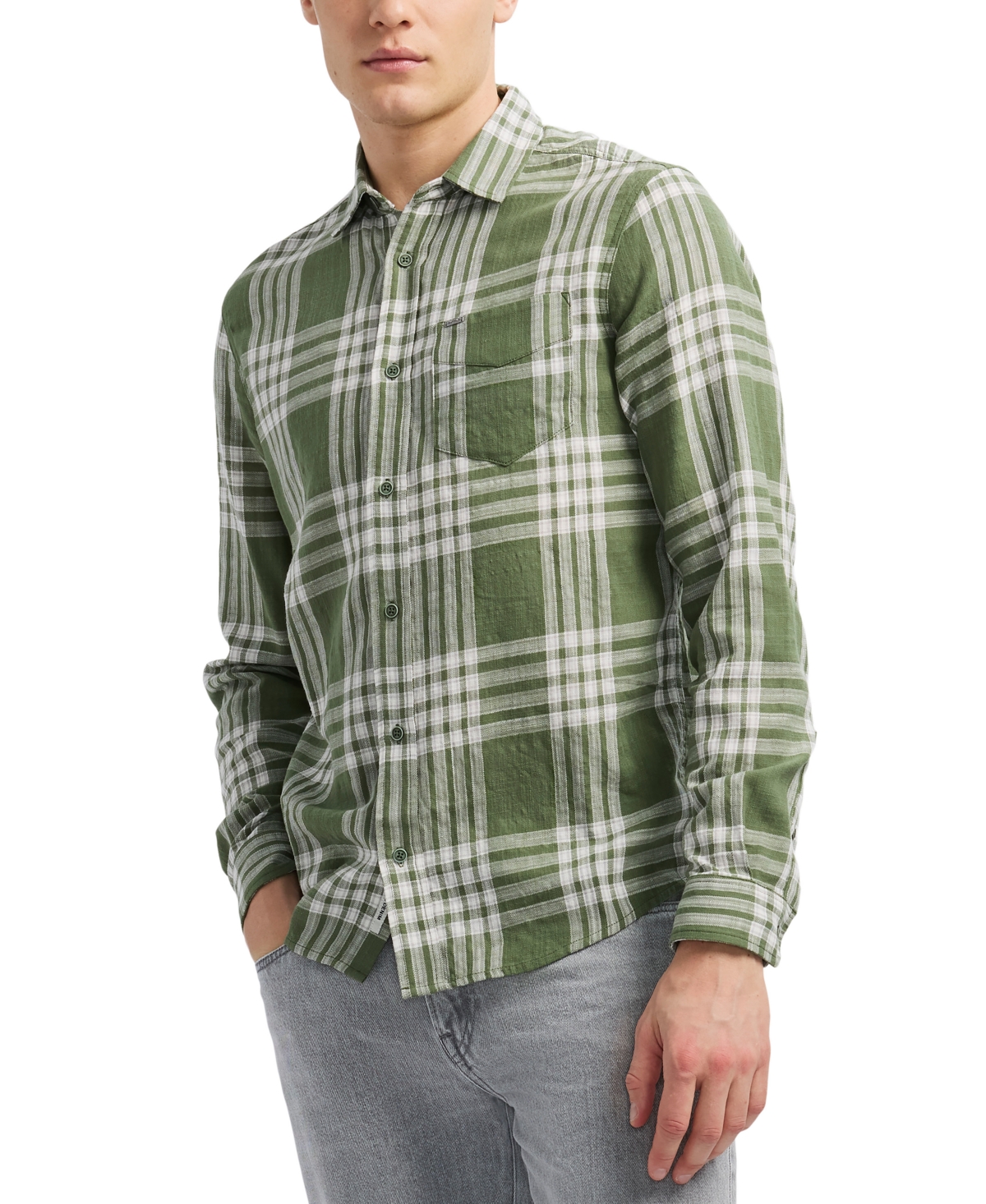 Buffalo David Bitton Men's Saroz Long Sleeve Plaid Button-front Shirt In Green