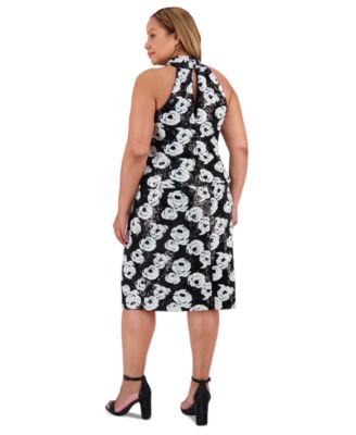 Plus Size Sequined Floral Pencil Skirt