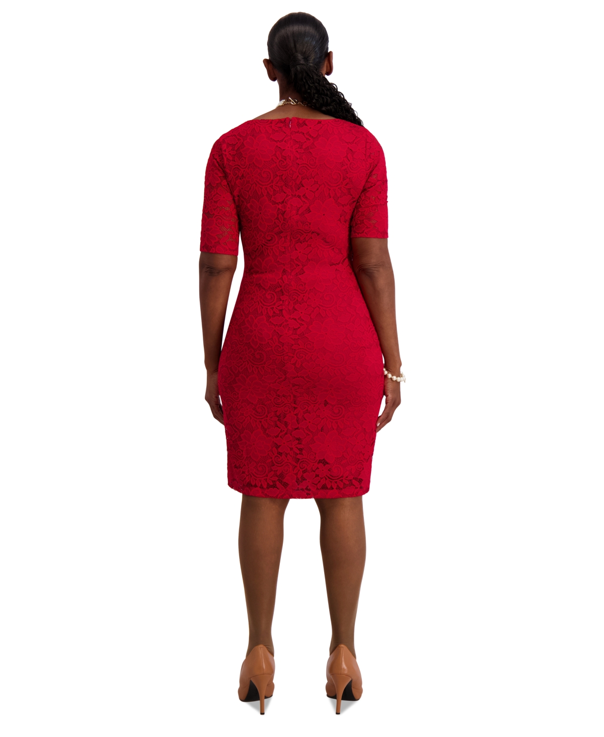 Kasper Women's Lace-sleeve Sheath Dress, Regular & Plus Sizes In Red