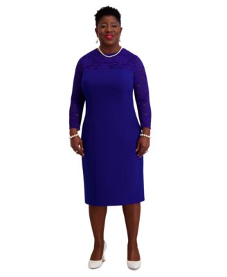 Kasper - Women's Lace-Sleeve Sheath Dress, Regular & Plus Sizes
