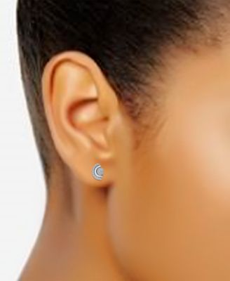 Cubic Zirconia Pav&eacute; Half Halo Stud Earrings in Sterling Silver, Exclusively at Macy's