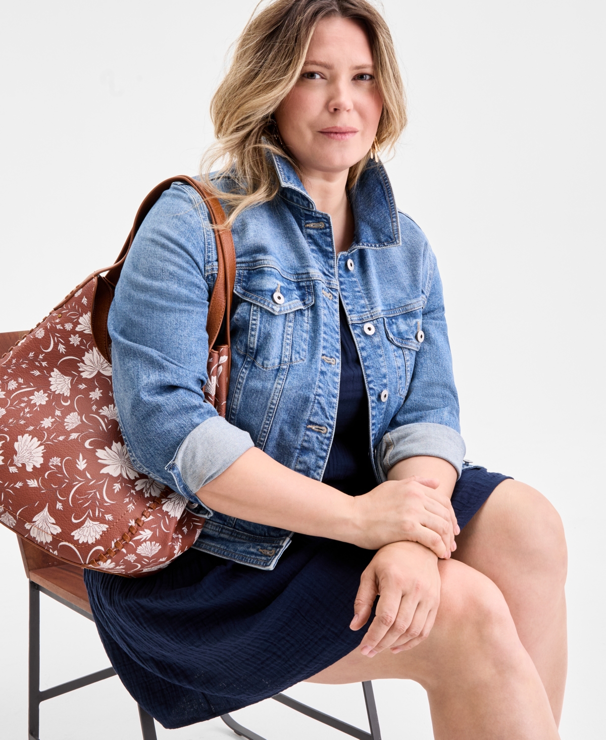 Style & Co Plus Size Square-neck Tiered Dress, Exclusively At Macy's In Blue