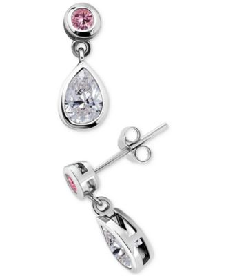 Cubic Zirconia Drop Earrings in Sterling Silver (also in 18k Gold over Sterling Silver), Exclusively at Macy's