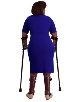 Women's Short-Sleeve Side Pleated Dress, Regular & Plus Sizes 