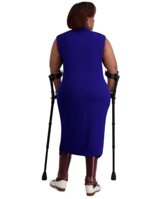 Women's Asymmetrical-Neck Midi Dress, Regular & Plus Sizes