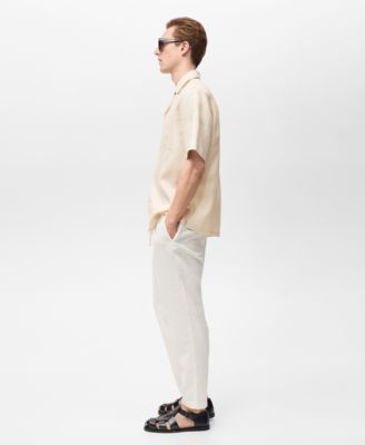 Men's Linen Bowling-Collar Shirt