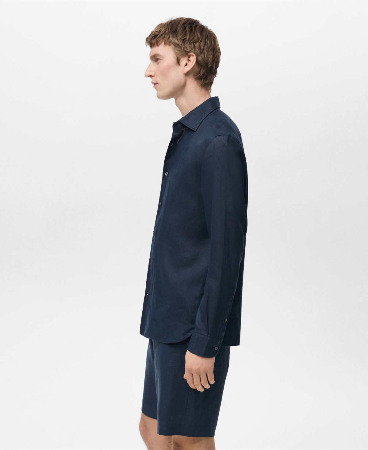 Mango Slim Fit Linen Button-up Shirt