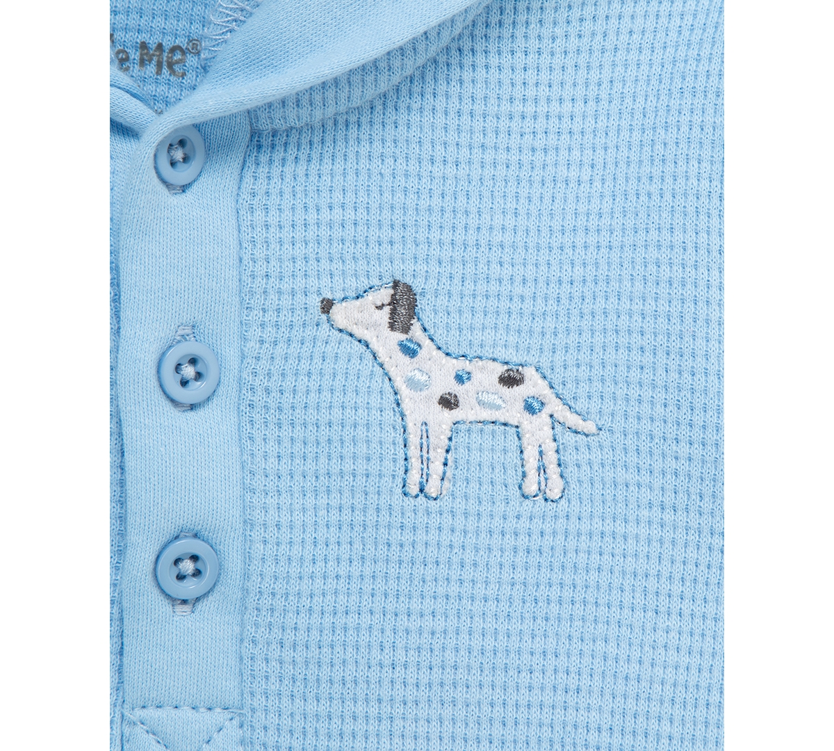 Little Me Hooded Waffle Knit Bodysuit & Pants In Blue