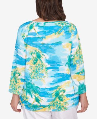 Plus Size Paradise Island Crinkle Knit Top