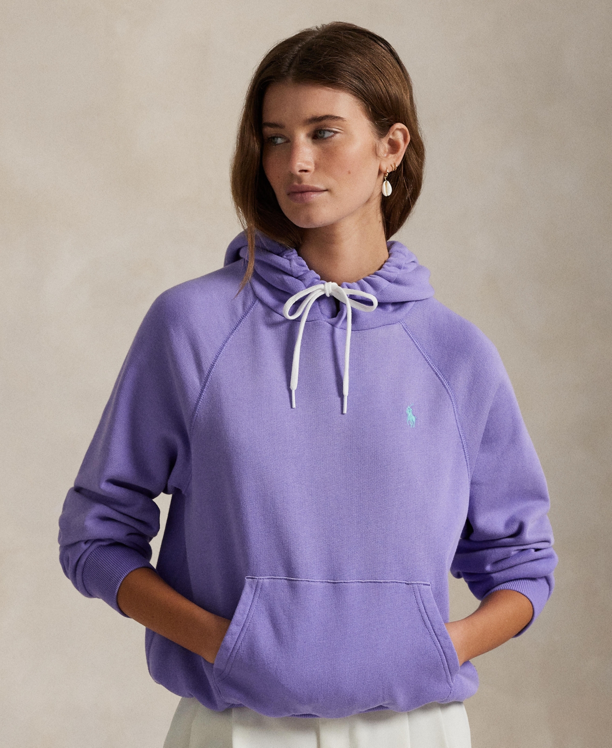 Polo Ralph Lauren Women's Shrunken Fit Lightweight Fleece Hoodie Sweatshirt