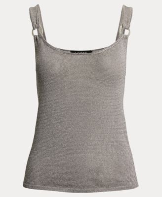 Women's Ring-Trim Metallic Sweater Tank Top