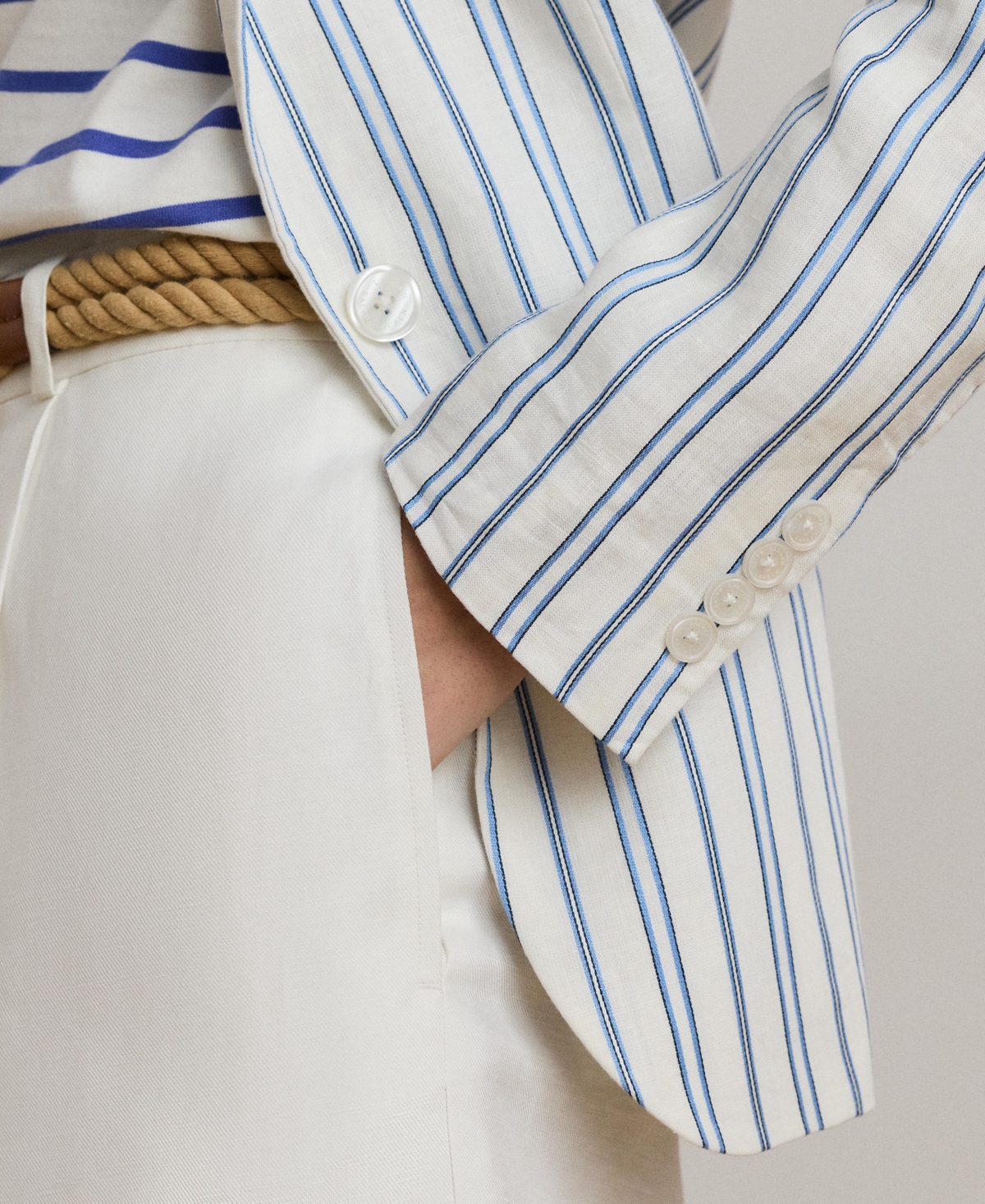 RALPH LAUREN WOMEN'S STRIPED LINEN-BLEND BLAZER 