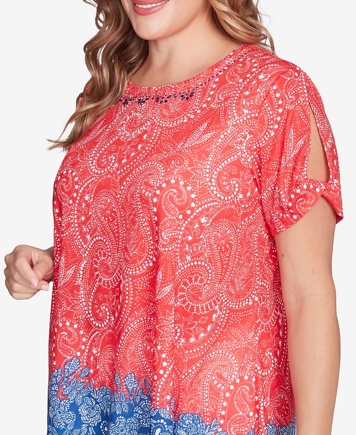 Ruby Rd. Plus Size Americana Embellished Jersey Crew Neck Top
