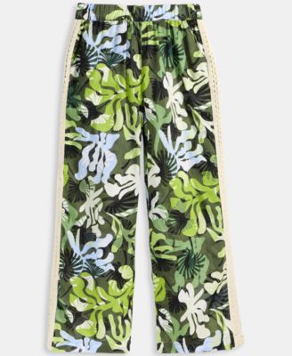 Women's Leaf-Print Crochet-Trim Wide-Leg Pants, Exclusively at Macy's