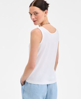 Women's Cotton Striped Scoop Tank Top, Exclusively at Macy's