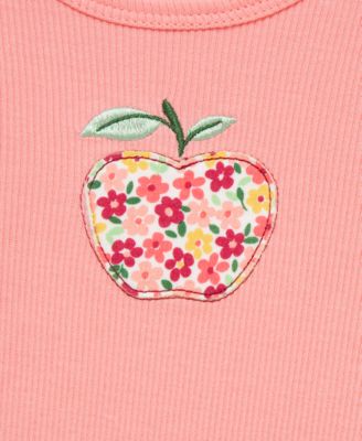 Baby Girls Cotton Apple Bodysuit, Pants & Headband Set  