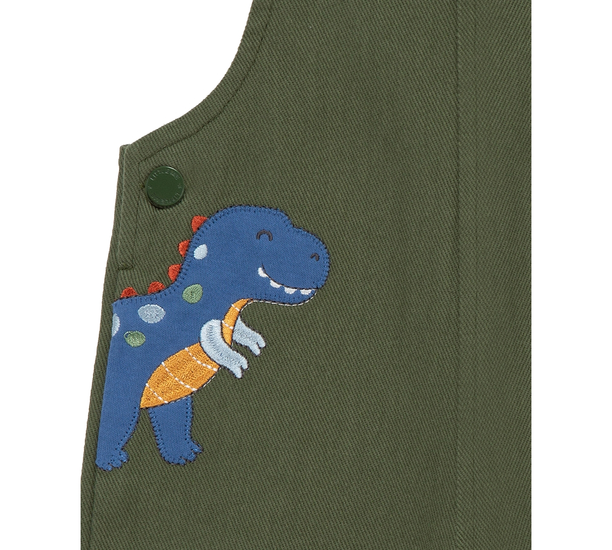 Little Me Baby Boys Cotton Striped T-shirt & Dino Overalls Set In Green