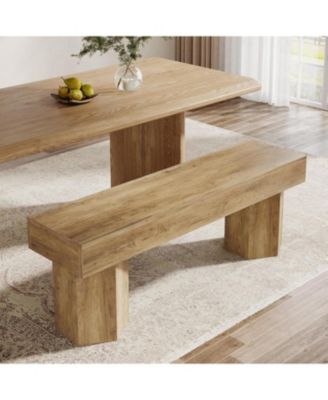 Wooden Dining Bench, 41" Farmhouse Entryway Bench for Indoor Space, Long End of Bed Seat for Dining Room, Bedroom, Entry, Mudroom