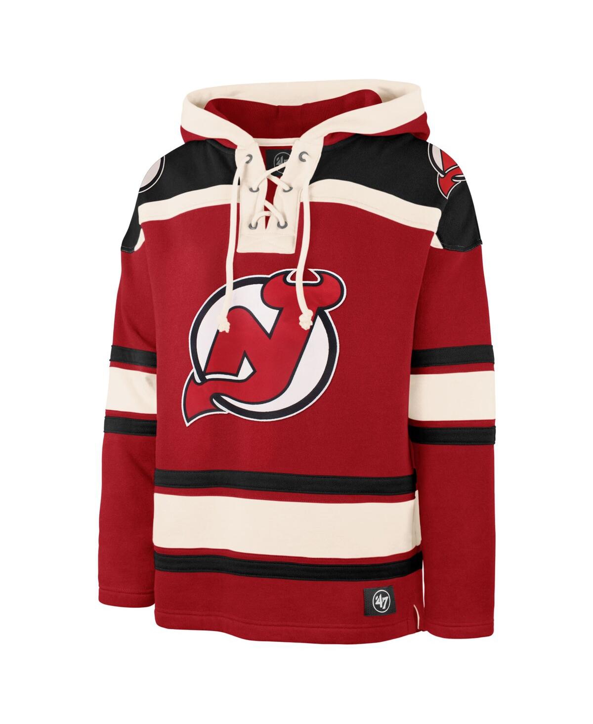 47 Brand Men's Red New Jersey Devils Big & Tall Superior Lacer Fleece Pullover Hoodie