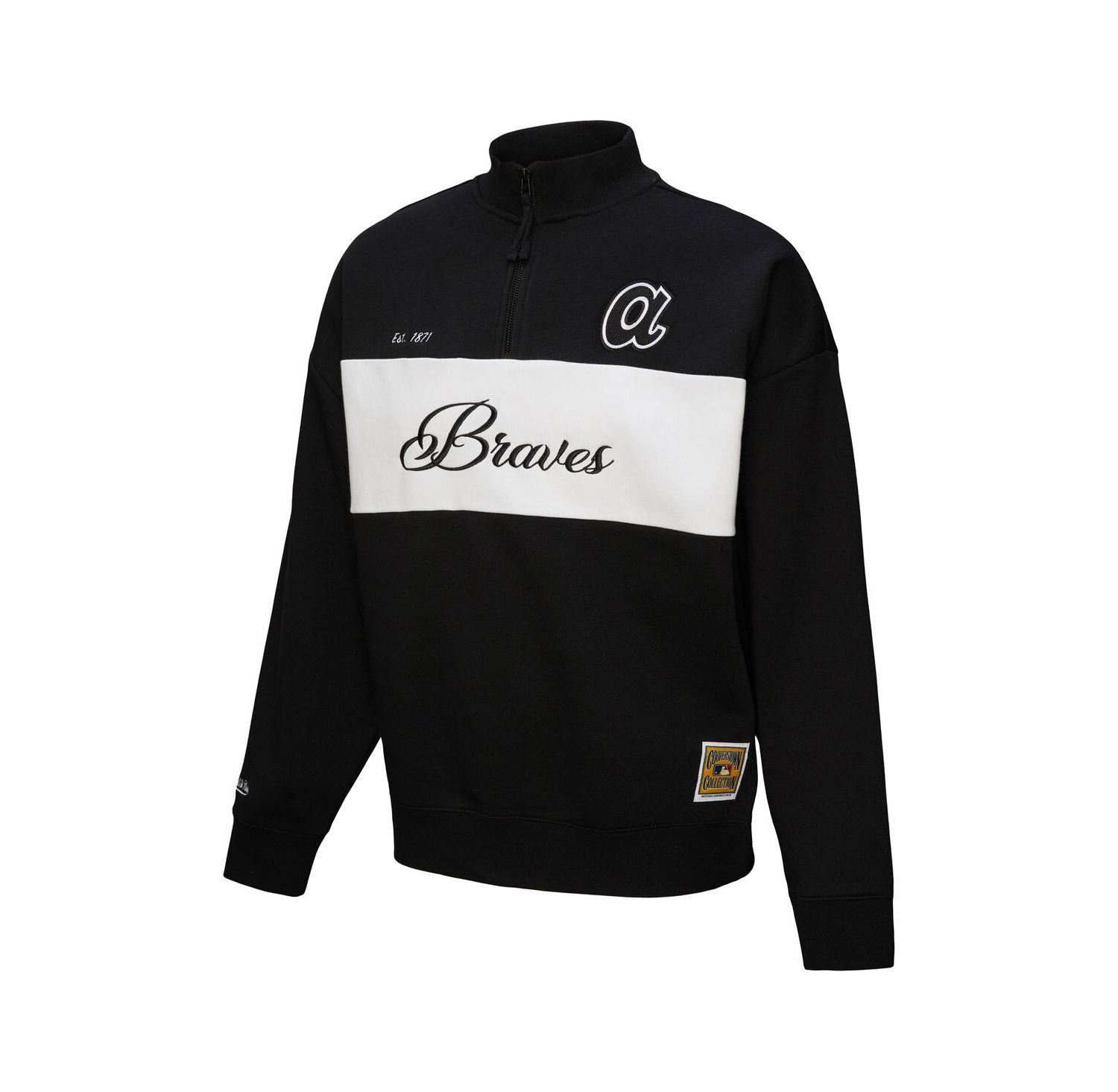 Women's Black Atlanta Braves Quarter-Zip Pullover Top