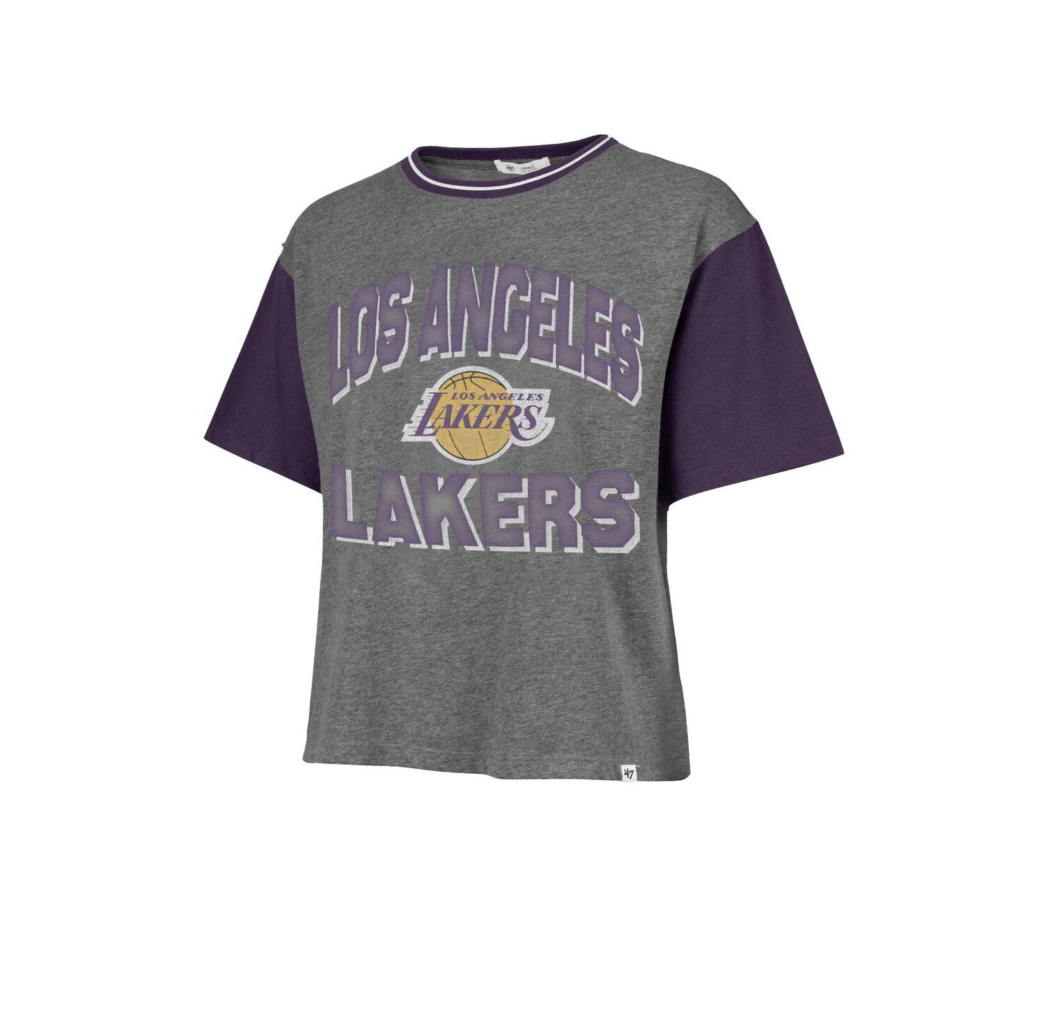 Women's Gray Los Angeles Lakers Rise Clubhouse Ziggy Color Block T-Shirt