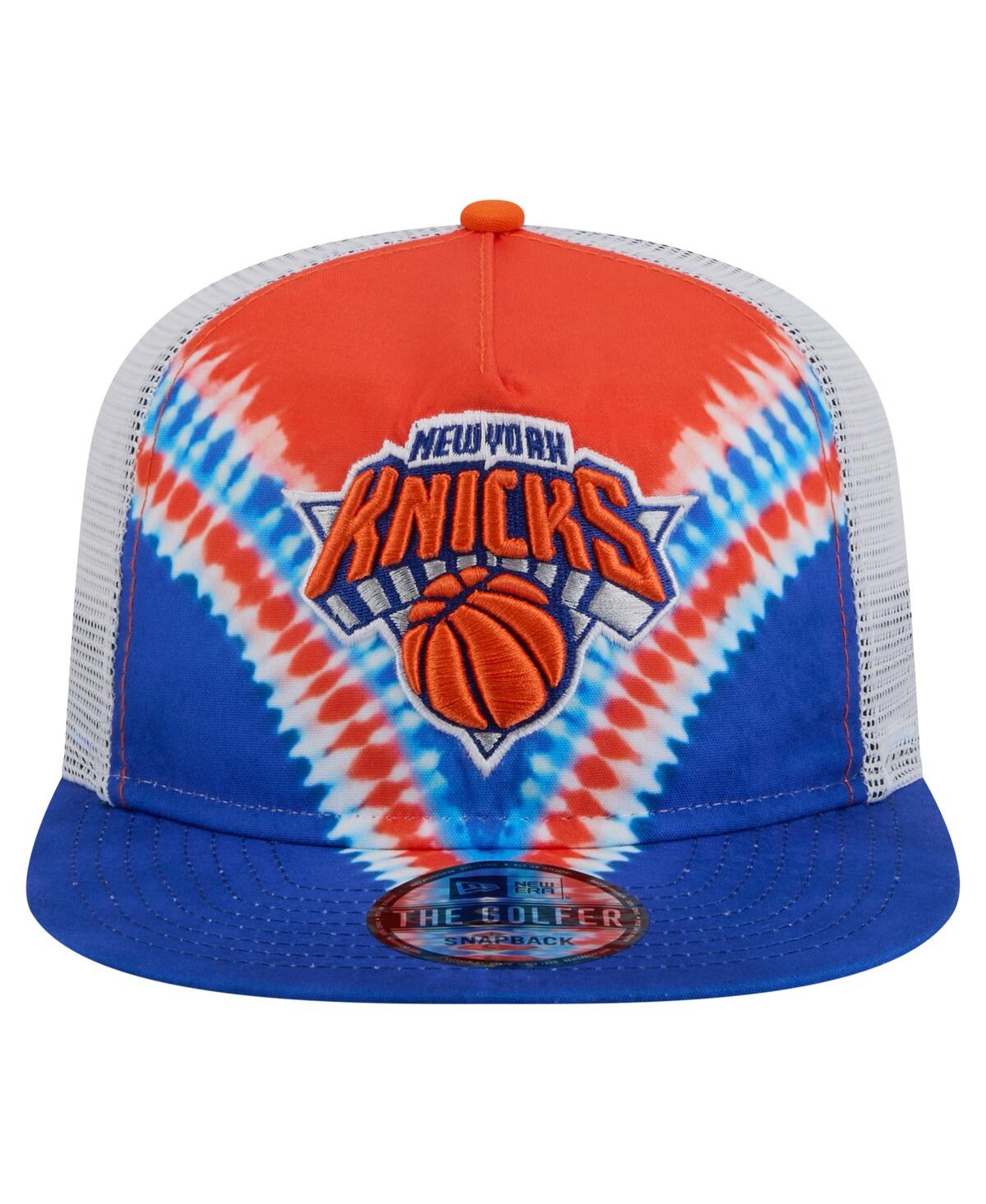 New Era Men's Blue/orange New York Knicks Throwback Dye Golfer Snapback Hat