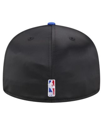 Men's Black/Blue New York Knicks Throwback Satin Vintage Pin Two-Tone 59FIFTY Fitted Hat