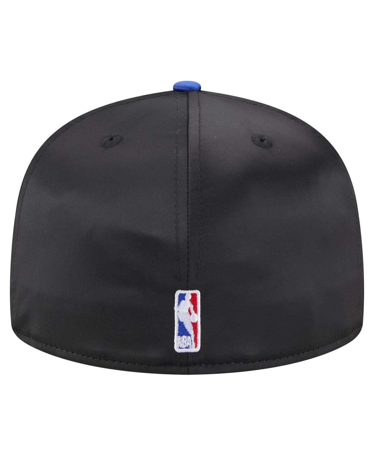 New Era Men's Black/blue New York Knicks Throwback Satin Vintage Pin Two-tone 59fifty Fitted Hat