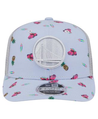 Men's Light Blue/Gray Golden State Warriors Adventure Aloha Pattern 9SEVENTY Stretch Snap Hat