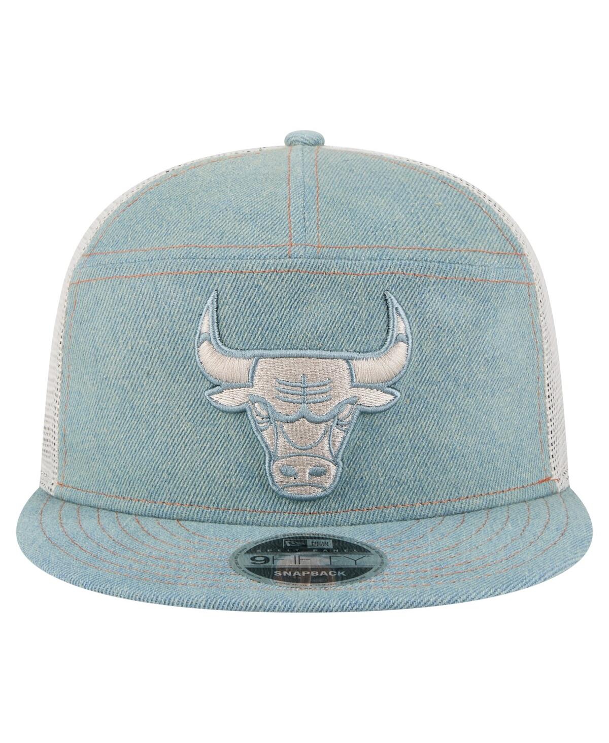 NEW ERA MEN'S CHICAGO BULLS ADVENTURE DENIM SPLIT PANEL 9FIFTY SNAPBACK TRUCKER HAT 
