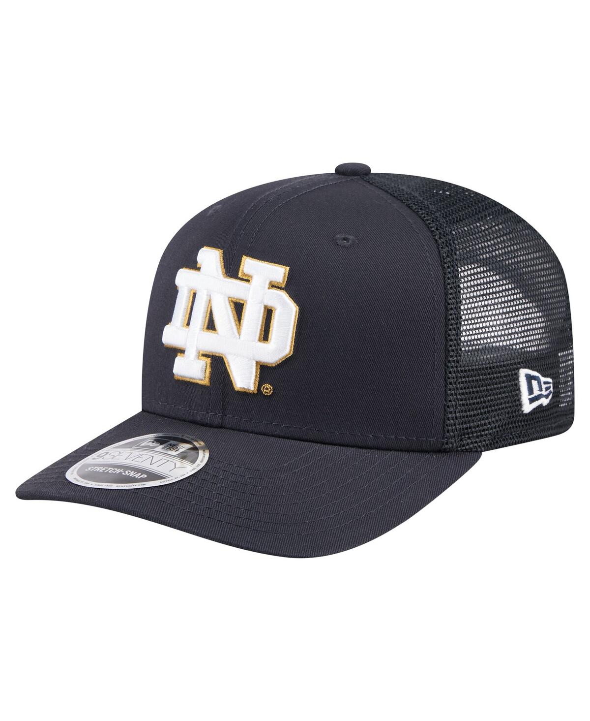 NEW ERA MEN'S NAVY NOTRE DAME FIGHTING IRISH PRIMARY 9SEVENTY TRUCKER STRETCH-SNAP HAT 
