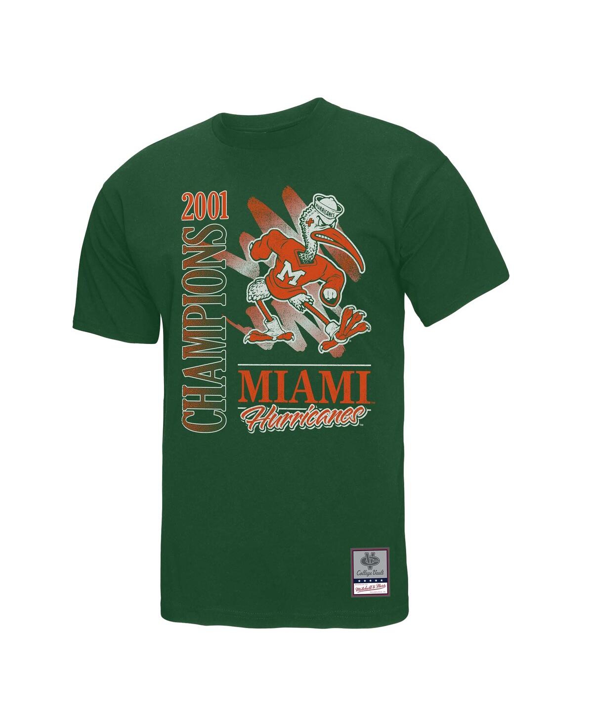 Mitchell & Ness Green Miami Hurricanes Retro Brush Mineral Wash T-shirt