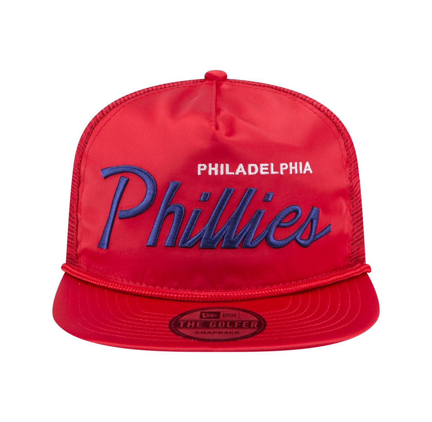 Men's Red Philadelphia Phillies Retro Satin Script Golfer Adjustable Hat