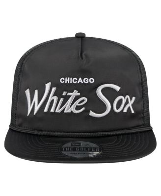 Men's Black Chicago White Sox Retro Satin Script Golfer Adjustable Hat