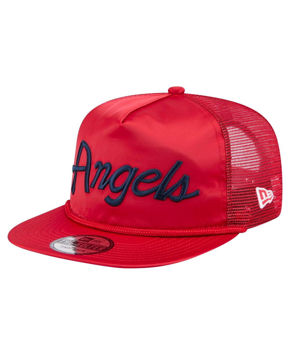 NEW ERA MEN'S RED LOS ANGELES ANGELS RETRO SATIN SCRIPT GOLFER ADJUSTABLE HAT 