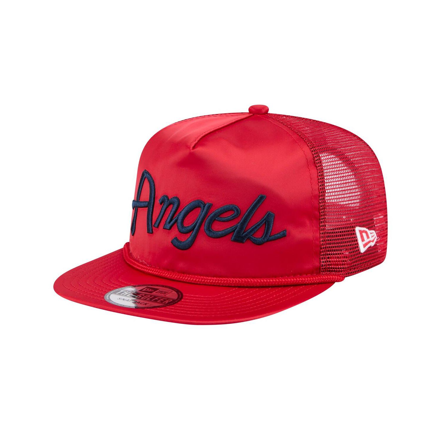 Men's Red Los Angeles Angels Retro Satin Script Golfer Adjustable Hat