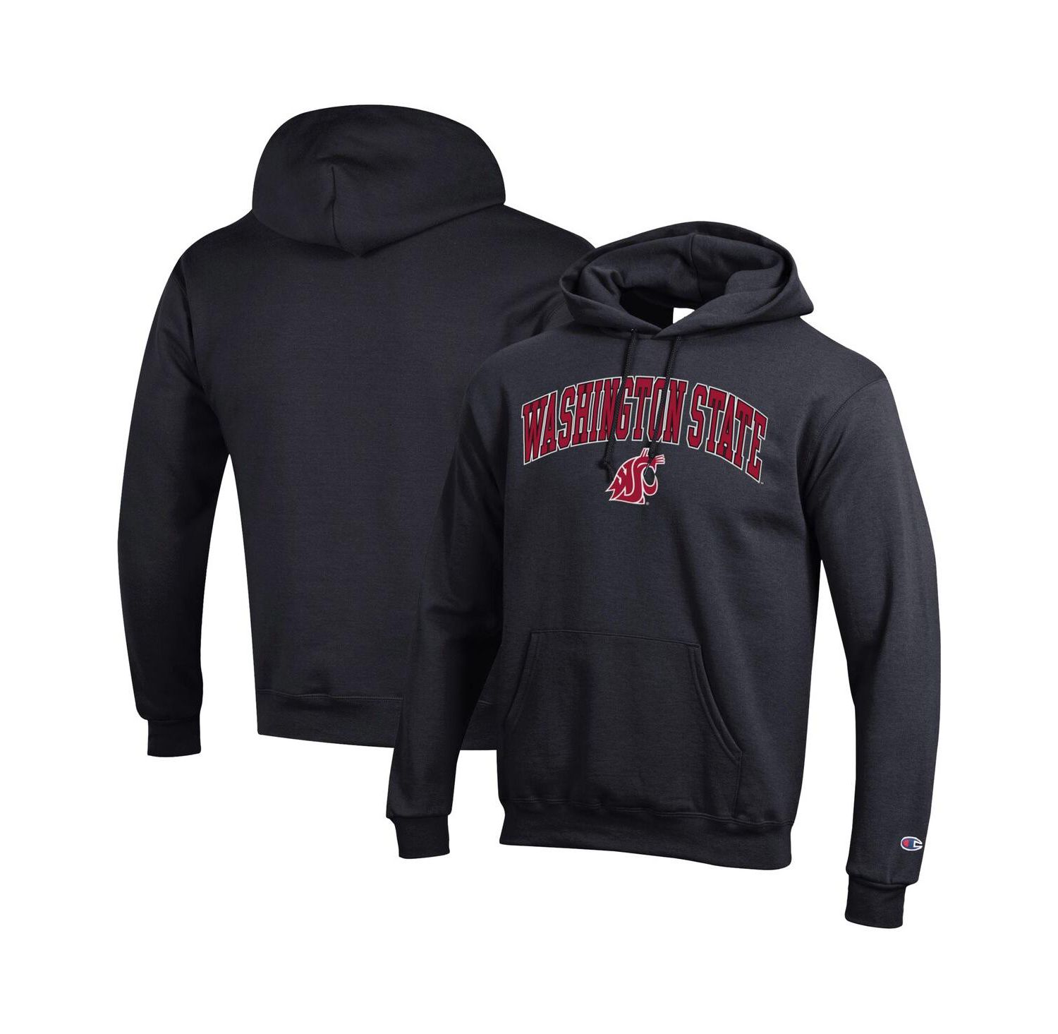 Men's Crimson Washington State Cougars Arched Logo Fleece Pullover Hoodie