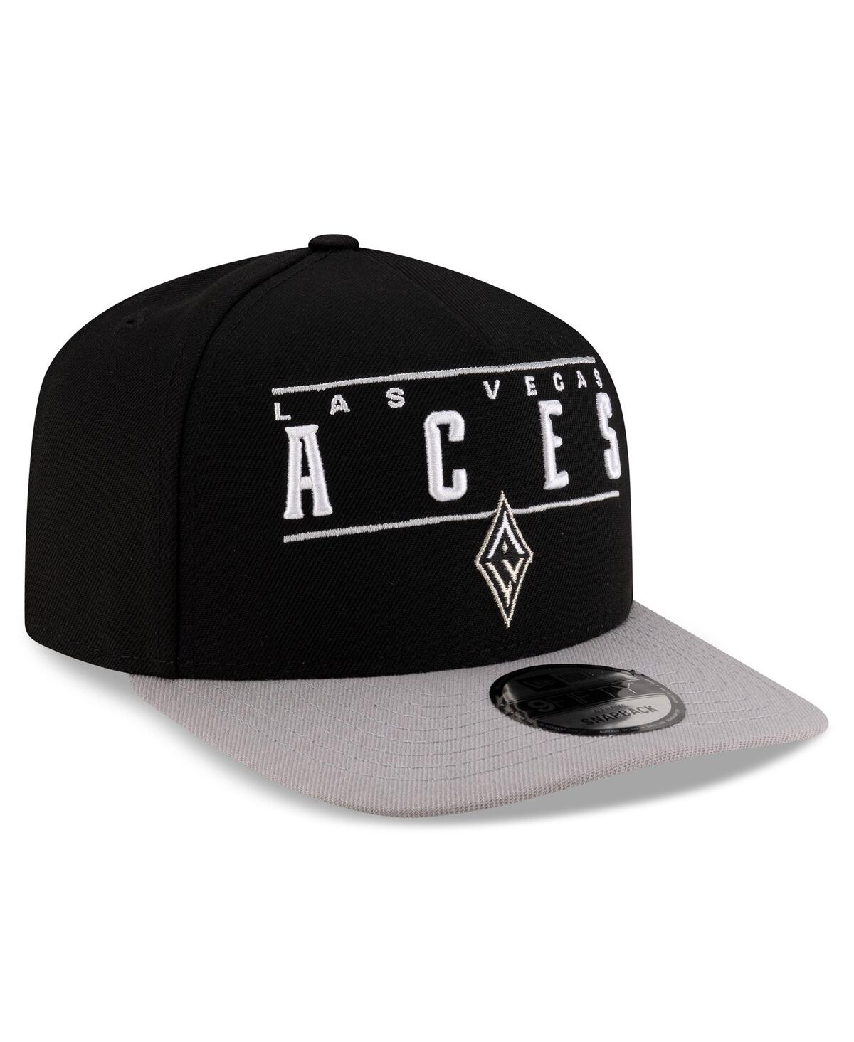 NEW ERA MEN'S AND WOMEN'S BLACK/SILVER LAS VEGAS ACES 2025 WNBA DRAFT A-FRAME 9FIFTY SNAPBACK HAT 