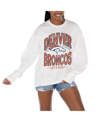 Gameday Couture - Women's White Denver Broncos Time Out Oversized Long Sleeve T-Shirt