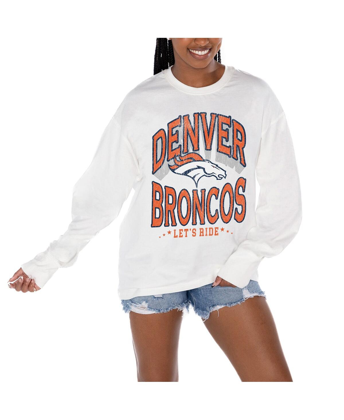 Shop Gameday Couture Women's White Denver Broncos Time Out Oversized Long Sleeve T-shirt
