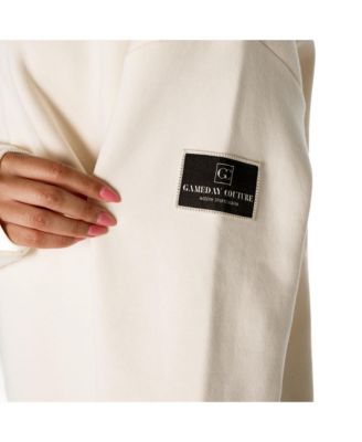 Women's Cream Buffalo Bills Premium Fleece Drop Shoulder Pullover Sweatshirt