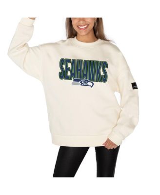 Gameday Couture - Women's Cream Seattle Seahawks Premium Fleece Drop Shoulder Pullover Sweatshirt