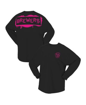 Fanatics - Women's Black Milwaukee Brewers Neon Jersey Long Sleeve T-Shirt