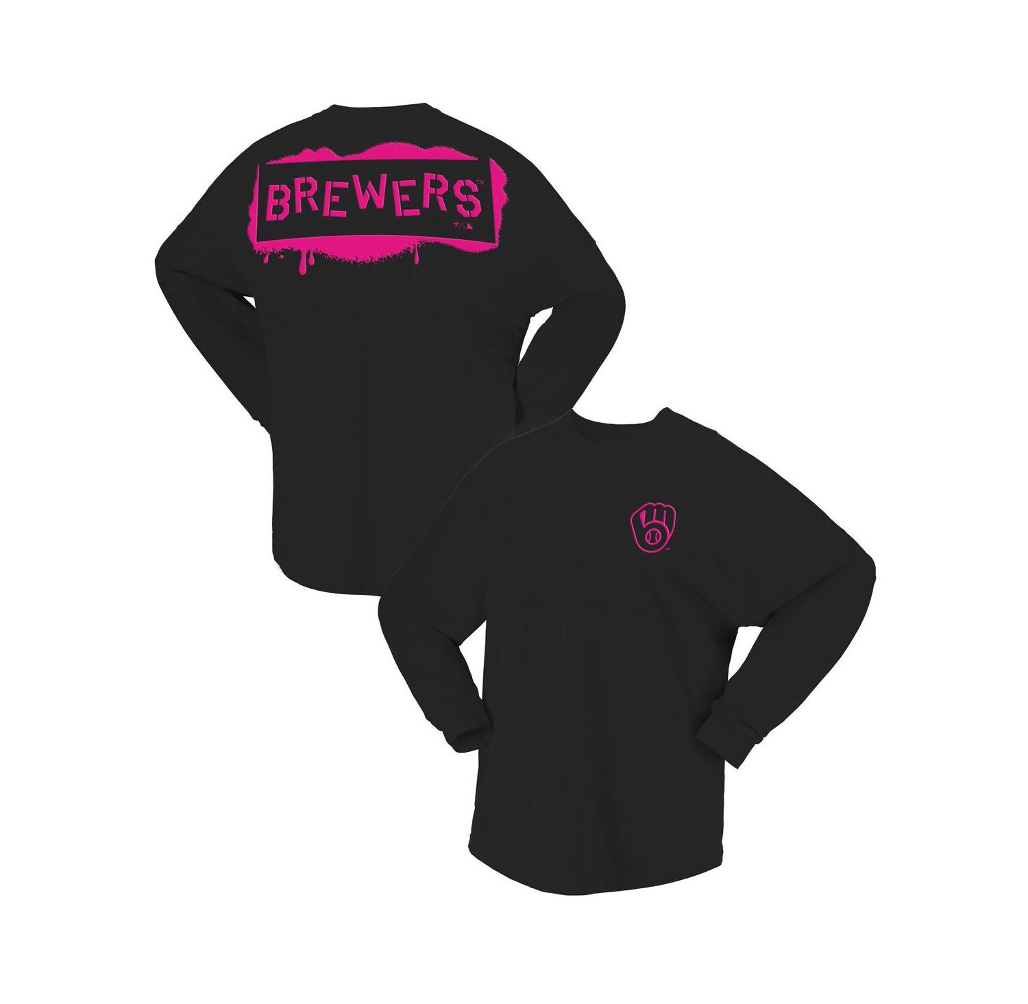 Women's Black Milwaukee Brewers Neon Jersey Long Sleeve T-Shirt