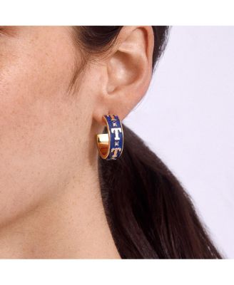 x BaubleBar Texas Rangers Enamel Hoop Earrings