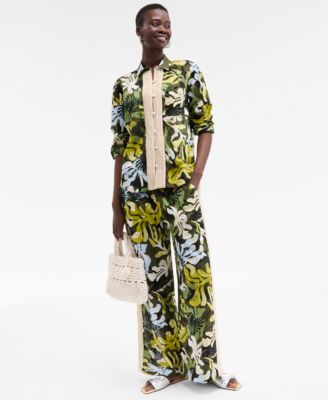 On 34th Womens Leaf Print Shirt Leaf Print Wide Leg Pants Camisole Exclusively At Macys In Multi
